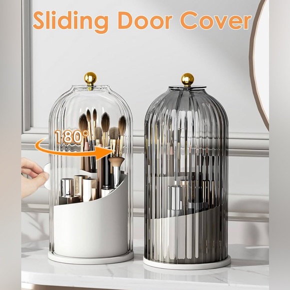 NWT Makeup Brush Holder Organizer with Lid,360 Rotating Dustproof, MULTI COLORS - Picture 8 of 9